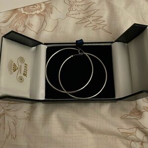 White gold hoop earrings